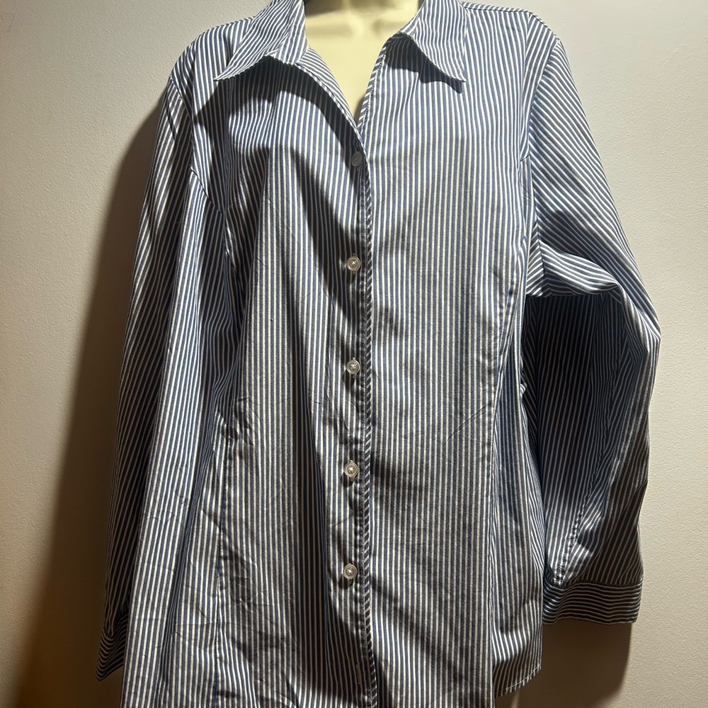 Blue and White Striped Blouse